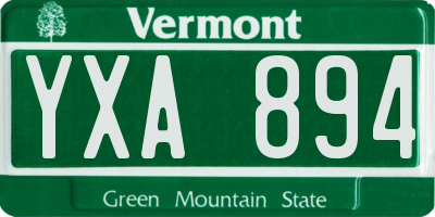 VT license plate YXA894