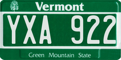 VT license plate YXA922