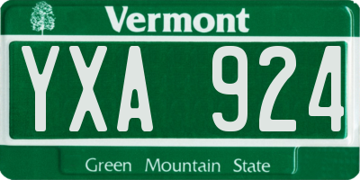 VT license plate YXA924