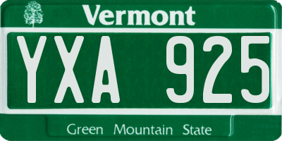 VT license plate YXA925