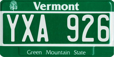VT license plate YXA926