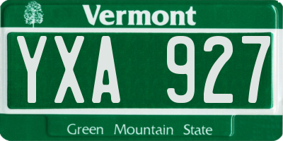 VT license plate YXA927
