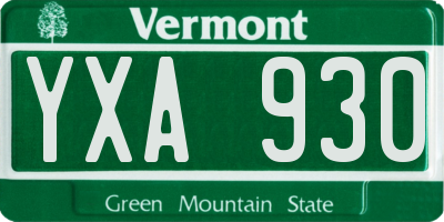 VT license plate YXA930