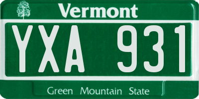 VT license plate YXA931
