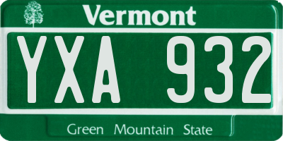 VT license plate YXA932