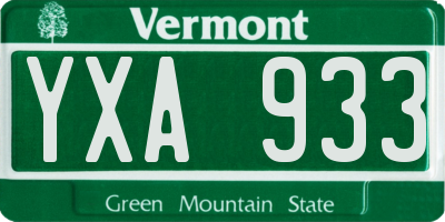 VT license plate YXA933