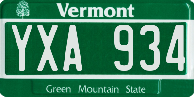 VT license plate YXA934