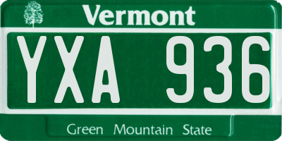 VT license plate YXA936
