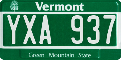 VT license plate YXA937