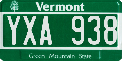 VT license plate YXA938