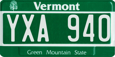 VT license plate YXA940