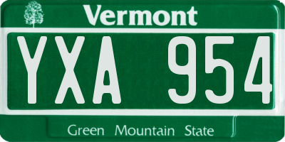 VT license plate YXA954