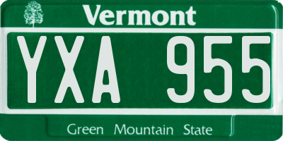 VT license plate YXA955