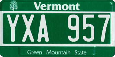 VT license plate YXA957