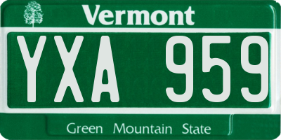 VT license plate YXA959