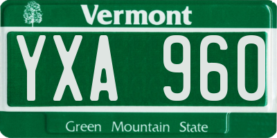 VT license plate YXA960