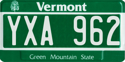 VT license plate YXA962