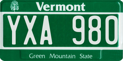 VT license plate YXA980