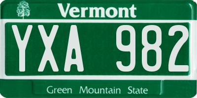 VT license plate YXA982