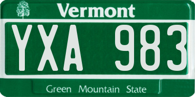 VT license plate YXA983