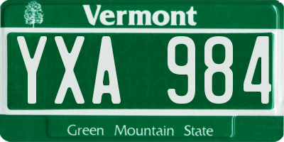 VT license plate YXA984