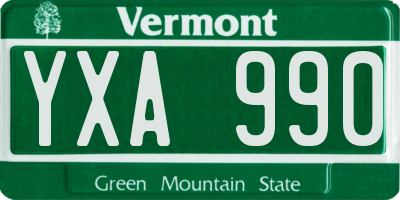 VT license plate YXA990