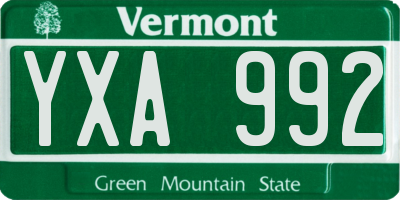 VT license plate YXA992