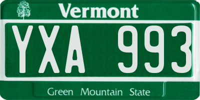 VT license plate YXA993
