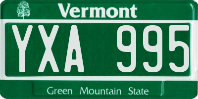 VT license plate YXA995