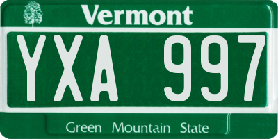 VT license plate YXA997