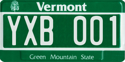VT license plate YXB001