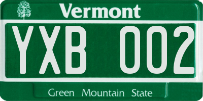 VT license plate YXB002