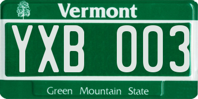 VT license plate YXB003
