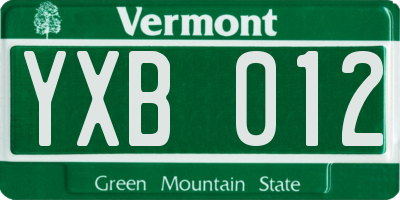 VT license plate YXB012