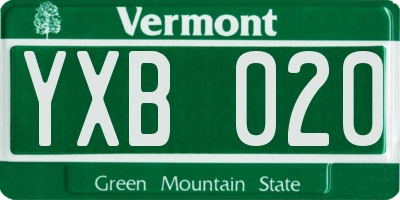 VT license plate YXB020