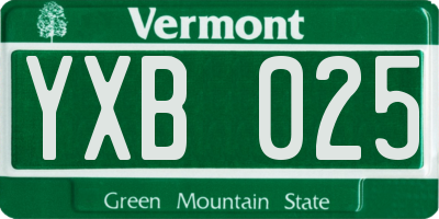 VT license plate YXB025