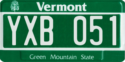 VT license plate YXB051