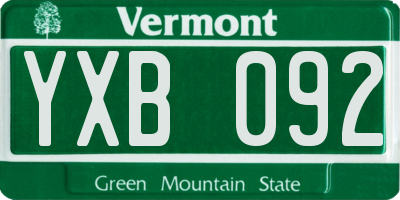 VT license plate YXB092