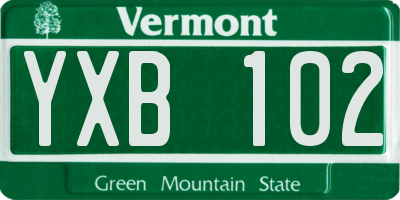 VT license plate YXB102