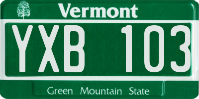 VT license plate YXB103