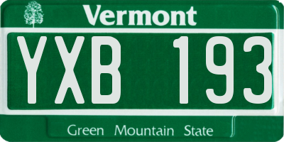 VT license plate YXB193