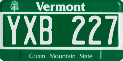 VT license plate YXB227