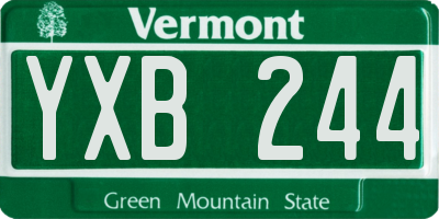 VT license plate YXB244