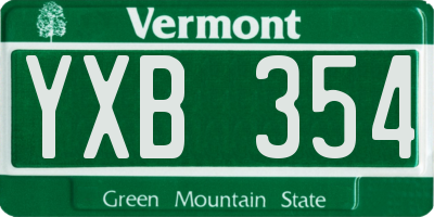VT license plate YXB354