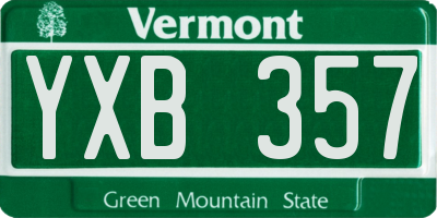 VT license plate YXB357