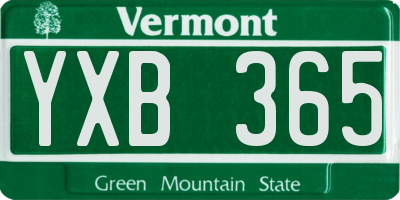 VT license plate YXB365