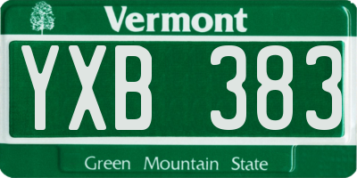 VT license plate YXB383