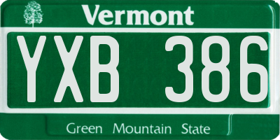 VT license plate YXB386