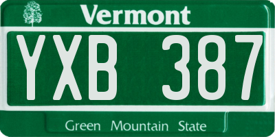 VT license plate YXB387