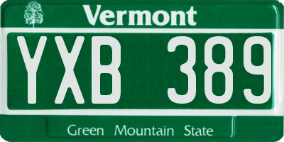 VT license plate YXB389